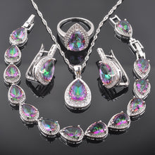 Load image into Gallery viewer, FAHOYO Warter Drop Multicolor Rainbow Zircon 925 Sterling Silver For Women Fashion Jewelry Sets QS0587