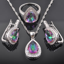 Load image into Gallery viewer, FAHOYO Warter Drop Multicolor Rainbow Zircon 925 Sterling Silver For Women Fashion Jewelry Sets QS0587