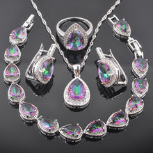 Load image into Gallery viewer, FAHOYO Warter Drop Multicolor Rainbow Zircon 925 Sterling Silver For Women Fashion Jewelry Sets QS0587