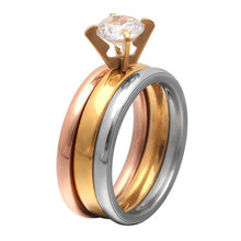 Load image into Gallery viewer, 3 pcs ring sets 316L stainless steel ring for women classic finger rings jewelry Fashion engagement wedding rose gold color ring