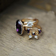 Load image into Gallery viewer, Fashion Creative Women Charm 3 Pcs/Set Purple Butterfly Finger Ring Personality Jewelry For Girl Gift Accessories