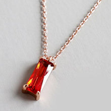 Load image into Gallery viewer, S925 Sterling Silver Simple Red Square Zircon Earrings Short Clavicle Necklace Chain Decoration