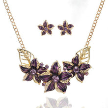 Load image into Gallery viewer, Austrian Crystal Enamel Flower Jewelry Sets Women African Costume Jewelry Maxi Necklace Earring Set