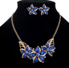 Load image into Gallery viewer, Austrian Crystal Enamel Flower Jewelry Sets Women African Costume Jewelry Maxi Necklace Earring Set