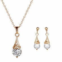 Load image into Gallery viewer, fashion new arrival genuine Austrian crystal Delicate Gold Silver Plated Jewelry Set Christmas gift Women necklace earrings set