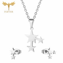 Load image into Gallery viewer, FGifter Cute Hollow Dolphin Pendant Necklace Earrings Sets for Girls Women Gold Stainless Steel Animal Jewelry Set Accessories