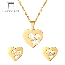 Load image into Gallery viewer, FGifter Cute Hollow Dolphin Pendant Necklace Earrings Sets for Girls Women Gold Stainless Steel Animal Jewelry Set Accessories