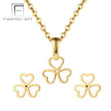 Load image into Gallery viewer, FGifter Cute Hollow Dolphin Pendant Necklace Earrings Sets for Girls Women Gold Stainless Steel Animal Jewelry Set Accessories