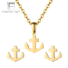 Load image into Gallery viewer, FGifter Cute Hollow Dolphin Pendant Necklace Earrings Sets for Girls Women Gold Stainless Steel Animal Jewelry Set Accessories