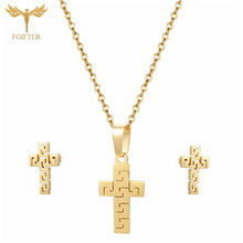 Load image into Gallery viewer, FGifter Cute Hollow Dolphin Pendant Necklace Earrings Sets for Girls Women Gold Stainless Steel Animal Jewelry Set Accessories