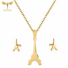 Load image into Gallery viewer, FGifter Cute Hollow Dolphin Pendant Necklace Earrings Sets for Girls Women Gold Stainless Steel Animal Jewelry Set Accessories