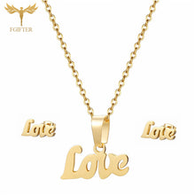 Load image into Gallery viewer, FGifter Cute Hollow Dolphin Pendant Necklace Earrings Sets for Girls Women Gold Stainless Steel Animal Jewelry Set Accessories