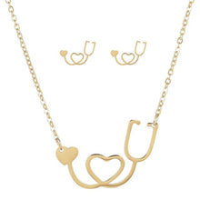 Load image into Gallery viewer, LUBINGSHINE Luxury Gold Color Women Infinite love Heart Elephant Necklace Earrings Stainless Steel Bridal Wedding Jewelry Sets