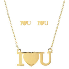 Load image into Gallery viewer, LUBINGSHINE Luxury Gold Color Women Infinite love Heart Elephant Necklace Earrings Stainless Steel Bridal Wedding Jewelry Sets