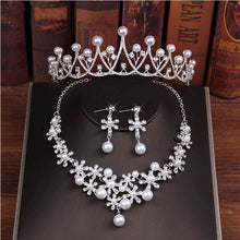 Load image into Gallery viewer, Fashionable Silver and Gold Wedding Bridal Jewelry Sets Girl/Women Party Crystal Wedding Bride Jewelry Accessories Necklace Sets